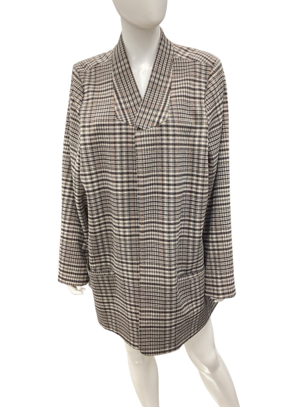 Soft Surroundings Blazer Womens Size2X Open Beautiful Paisley Lining Plaid Shell